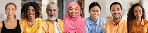 Preview: Diverse group of smiling individuals enjoying a moment together indoors