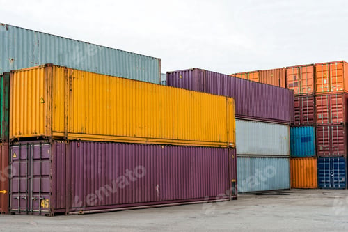 Preview: some container stacking in freight yard ,transport concept