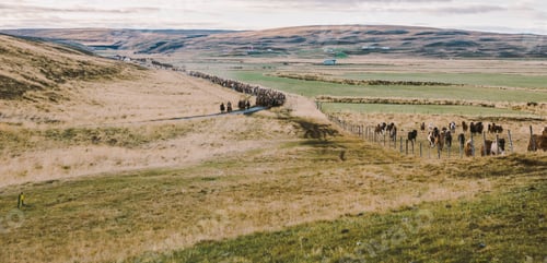 Preview: Authentic wild Icelandic horses in nature riding.