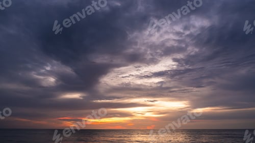 Preview: Dusk Sky, Sunset over sea after sundown with Pink, Red, range, Purple sunlight