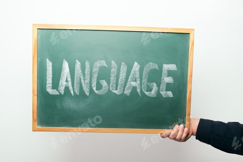 Preview: chalkboard with LANGUAJE handwritten in chalk