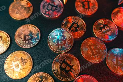 Preview: Bitcoin on a home computer chart and money and investment