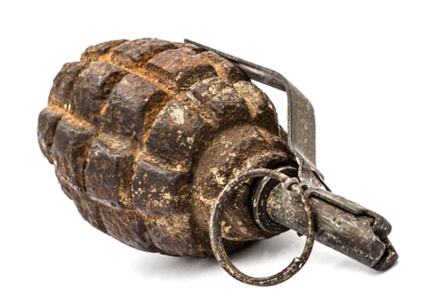 Preview: Old combat grenade isolated on a white background