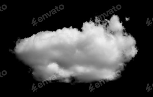 Preview: White Cloud Isolated on Black Background