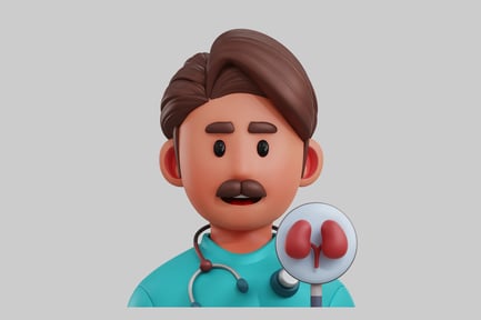 Preview: Cartoon doctor kidney diagram