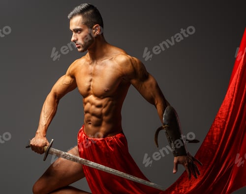 Preview: Shirtless guy holding sword