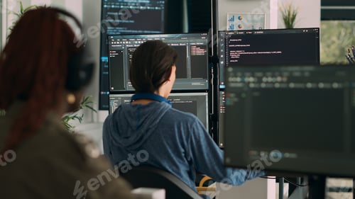 Preview: Database programer writing code on terminal window