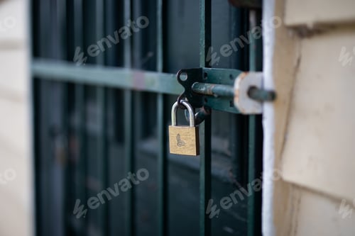 Preview: old vintage lock padlock door brass secure home protect key