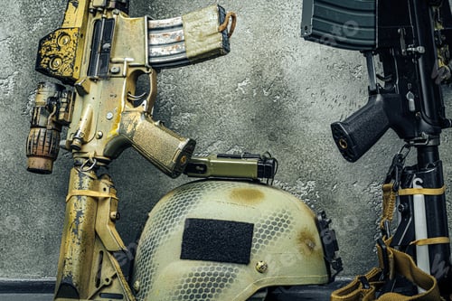 Preview: Modern weapon series. US Army assault rifle, close up