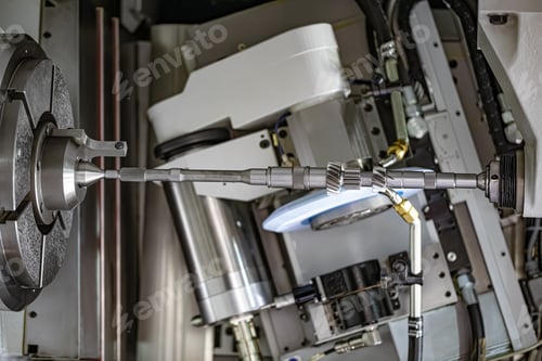 Preview: Metalworking CNC lathe milling machine. Cutting metal modern processing technology.