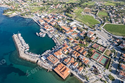 Preview: Aerial drone view of Urla district of Izmir, Turkey's third largest city. Iskele - Urla - Turkey