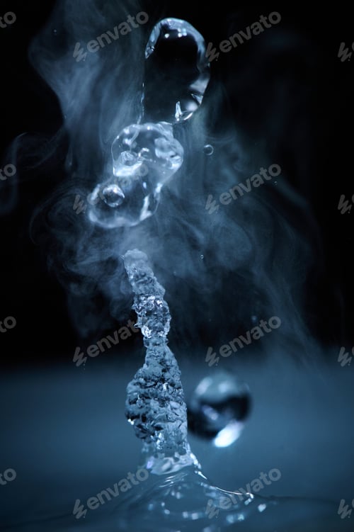 Preview: The process of boiling water, a stream of water shooting out of a humidifier or diffuser taken in