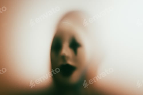 Preview: Shadowy figure behind glass - horror background