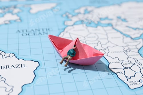 Preview: Concept of travel and adventure with paper boat