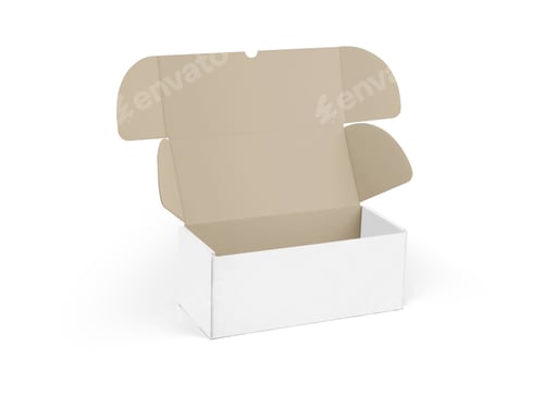 Preview: Isolated white packaging box for branding mockup
