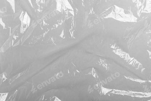 Preview: Transparent plastic stretch wrap film as background, top view