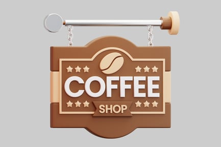 Preview: 3D Coffee Shop Hanging Sign