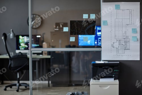 Visualização: Parede de vidro no escritório