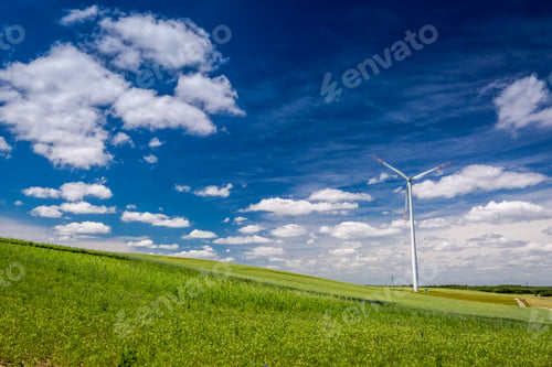 Preview: Ecological wind turbines in summer as alternative energy
