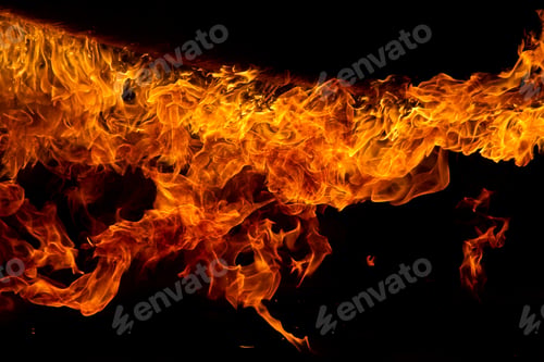 Preview: Blazing flames on black background
