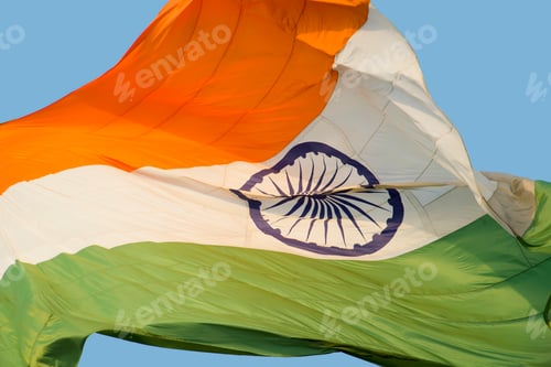 Preview: Close-up shot of wavy Indian flag