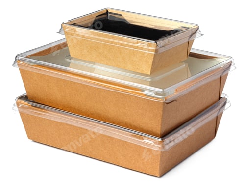 Preview: Craft package food box with transparent cover on white background