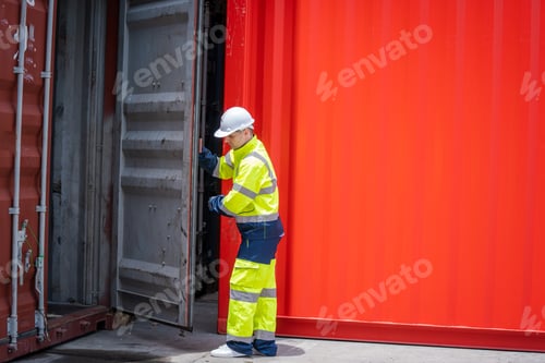 Preview: Foreman or worker are checking on shipping containers,Cargo Shipping Import and Export industry.