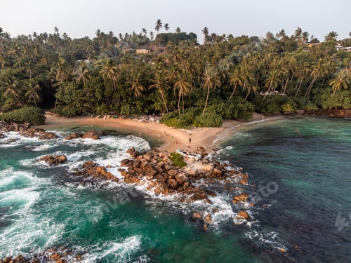 Preview: Aerial Sunset Photo of Secret Beach close to Mirissa in South Sri Lanka