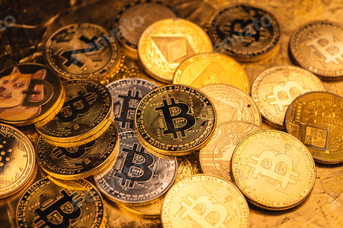 Preview: gold bitcoin and crypto coin background