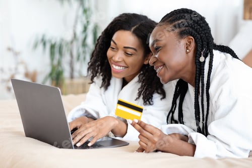 Preview: Two black besties shopping online at home