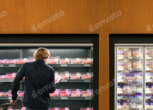 Preview: Man Purchasing A Packet Of Meat At The Supermarket