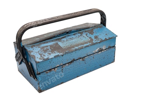 Preview: Worn Two level toolbox with black handle