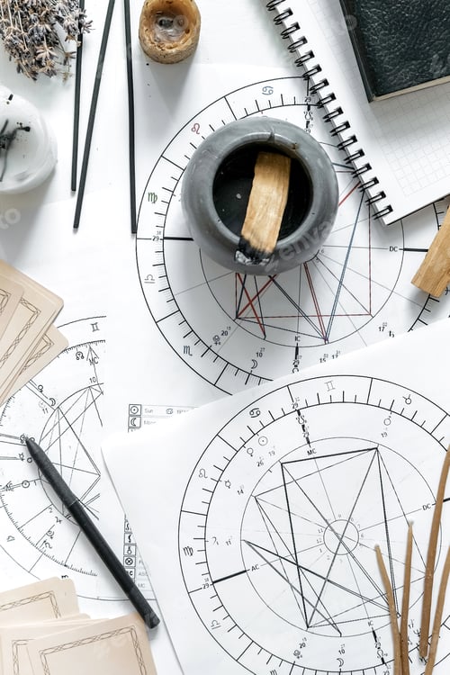 Preview: Astrology. Astrologer calculates natal chart and makes a forecast of fate Tarot cards, Fortune telli