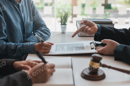 Preview: Businessman and lawyer sign the contract, the agreement in the document.