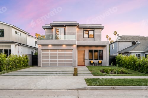 Aperçu: Exterior shot of a Modern New Construction Home in Los Angeles.