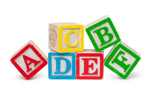 Preview: Wooden alphabet blocks isolated on white background