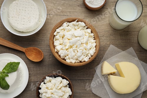 Preview: Concept of tasty food - different dairy products