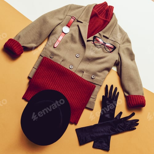 Preview: Lady Spring Autumn Vintage Outfit knitted sweaters and accessori