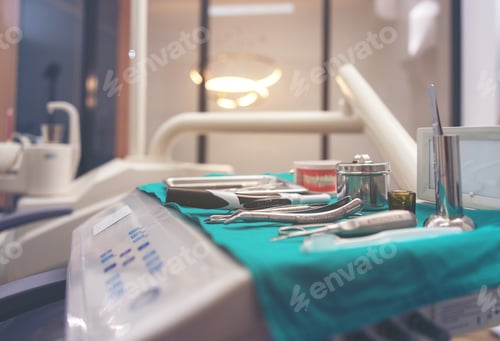 Preview: Close-up of dentist tools and equipment at a dental clinic, a tooth medical office, and medical tool
