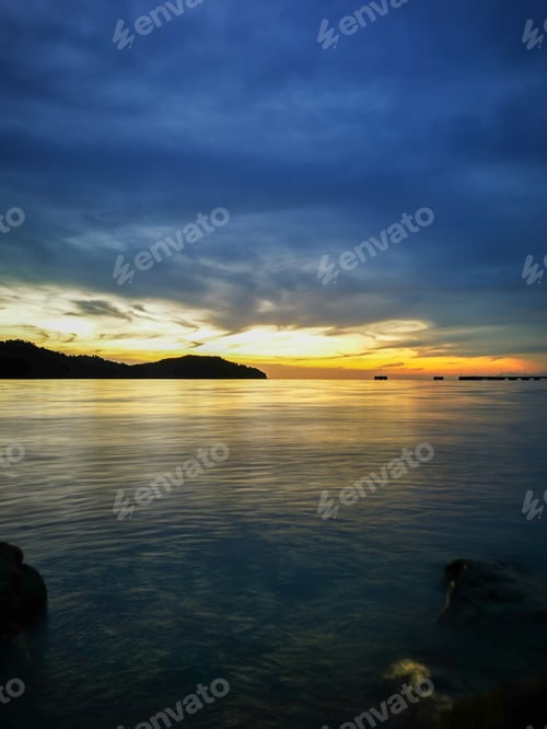 Preview: Outdoor scenery during sunset over the sea.