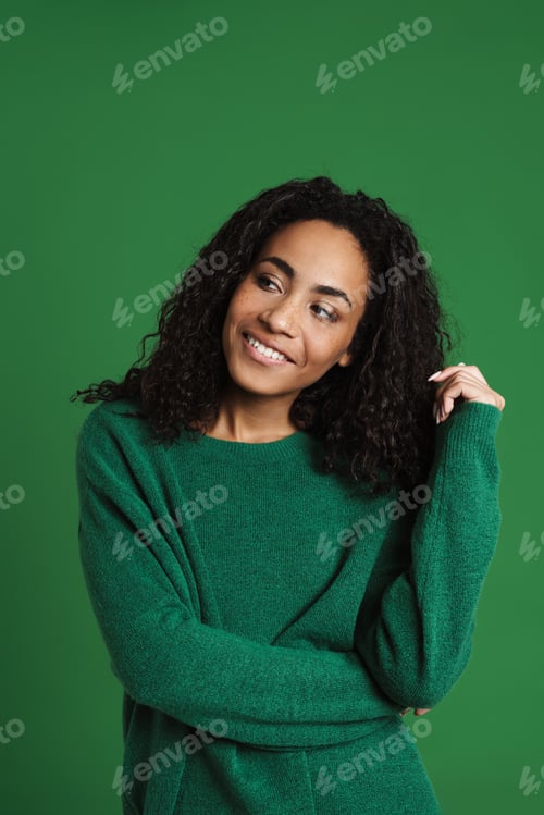 Preview: Smiling Woman Posing in Green Sweater