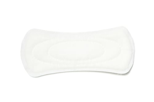 Preview: Sanitary pad isolated on white background, top view