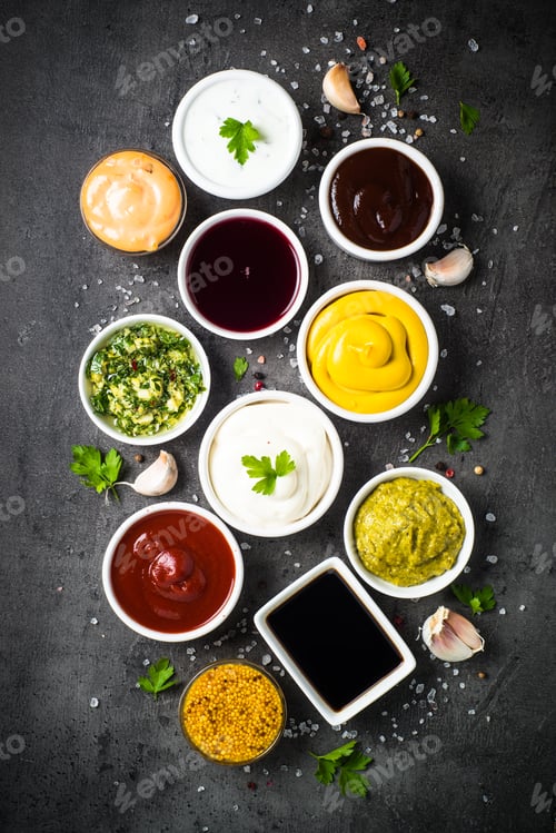 Preview: Sauce set assortment - mayonnaise, mustard, ketchup and others t