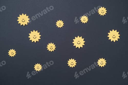 Preview: Yellow stars and noon on black background
