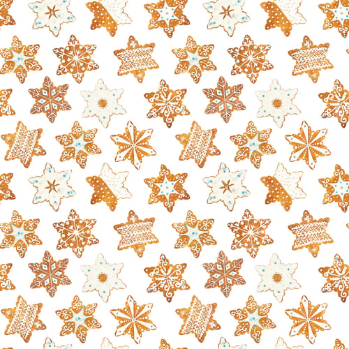 Preview: Seamless pattern with christmas gingerbread cookies in the shape of snowflakes