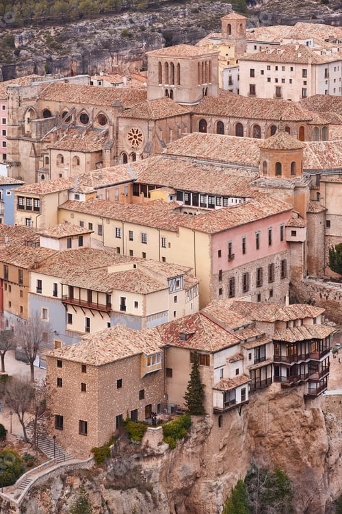 Preview: Traditional antique buildings in Cuenca world heritage old town. Spain