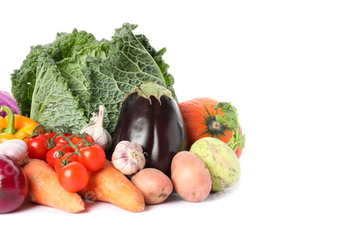 Preview: Composition with ripe organic vegetables isolated. Good harvest