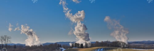 Preview: Panoramic shot of smokestack emissions from coal-fired powerplants