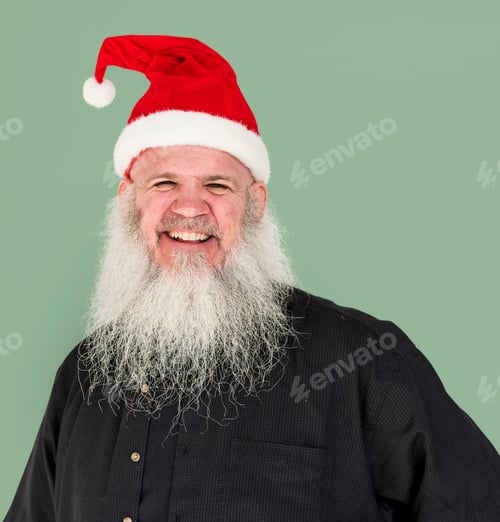 Preview: Portrait of a man wearing Santa hat