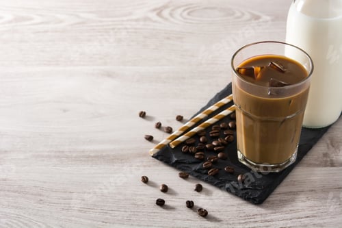 Preview: Iced coffee or caffe latte in a tall glass